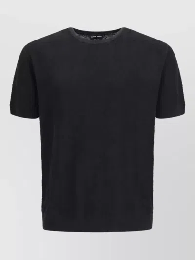 Giorgio Armani Silk Short-sleeve Textured-knit T-shirt In Black
