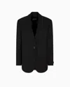 Giorgio Armani Silk Single-breasted Jacket With Rhinestone Embroidery In Black