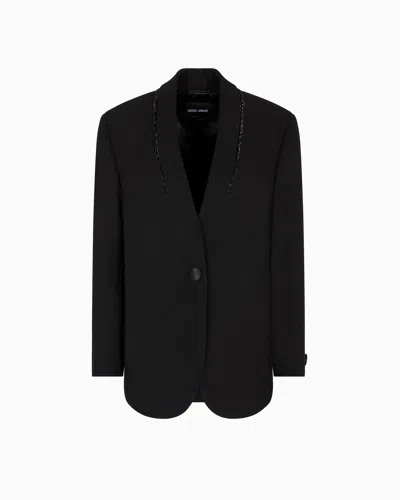 Giorgio Armani Silk Single-breasted Jacket With Rhinestone Embroidery In Pattern
