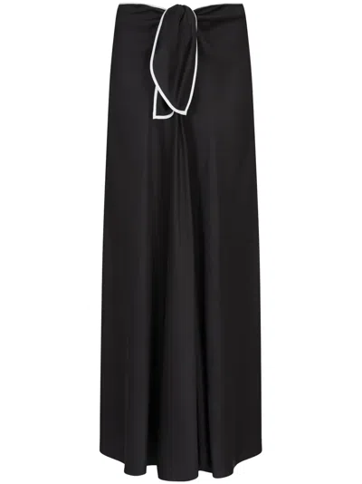 Giorgio Armani Black Silk Satin Long Skirt