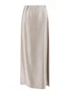Giorgio Armani Silk Skirt With Split In Gris