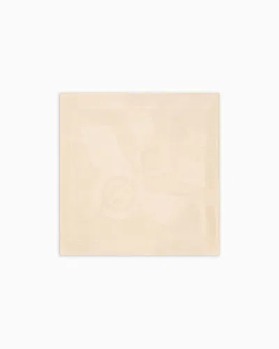 Giorgio Armani Silk Stole With Jacquard Logo In Beige