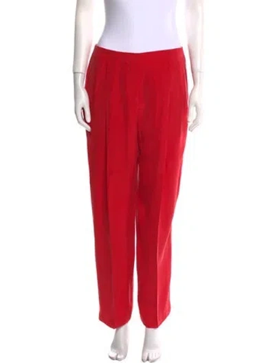 Pre-owned Giorgio Armani Silk Straight Leg Pants In Red