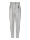 Giorgio Armani Grey Double Silk Satin Trousers In Grey