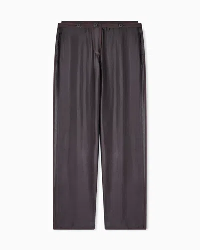 Giorgio Armani Silk Straight Trousers In Brown