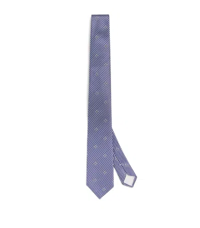 Giorgio Armani Silk Stripe Jacquard Tie In Blue