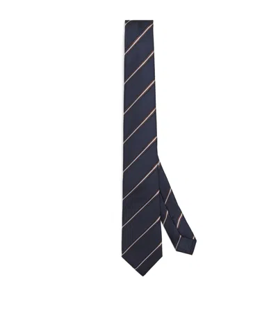 Giorgio Armani Silk Stripe Jacquard Tie In Gold