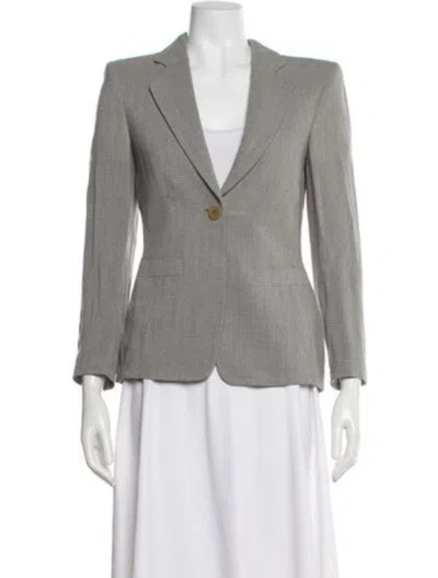 Pre-owned Giorgio Armani Silk Striped Blazer In Gray
