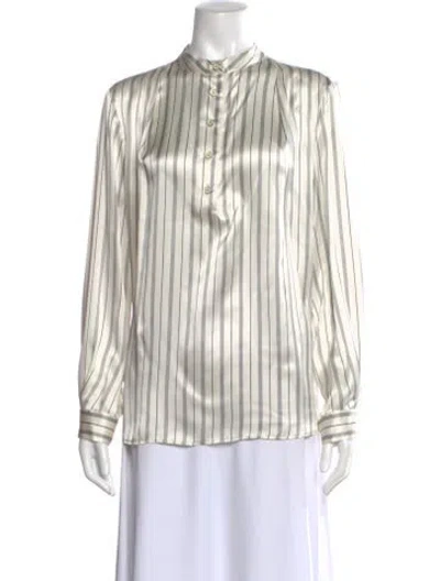 Pre-owned Giorgio Armani Silk Striped Blouse In Neutral