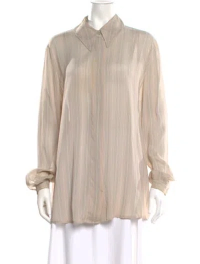 Pre-owned Giorgio Armani Silk Striped Blouse In Neutral