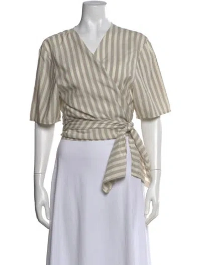 Pre-owned Giorgio Armani Silk Striped Blouse In Neutral