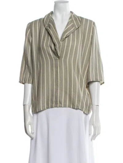 Pre-owned Giorgio Armani Silk Striped Blouse In Silver