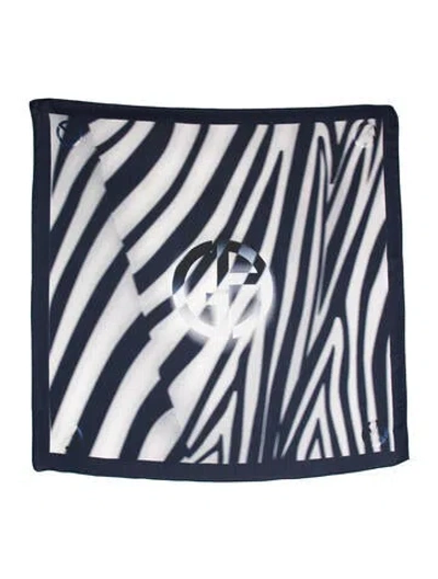 Pre-owned Giorgio Armani Silk Striped Scarf In Blue