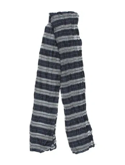 Pre-owned Giorgio Armani Silk Striped Scarf In Blue