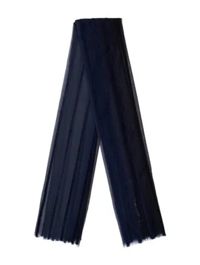 Pre-owned Giorgio Armani Silk Striped Scarf In Blue