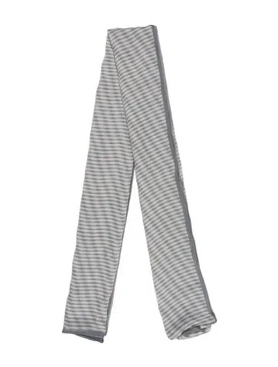 Pre-owned Giorgio Armani Silk Striped Scarf In Gray