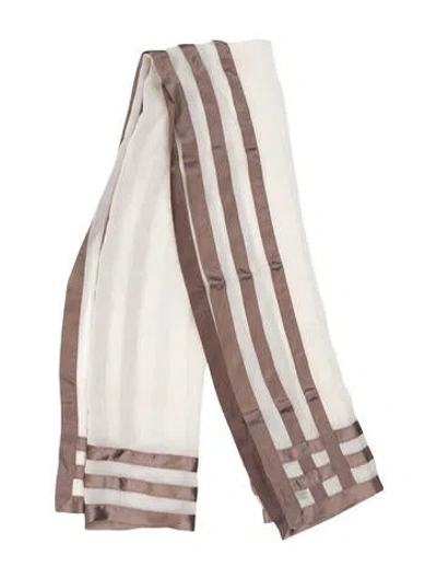 Pre-owned Giorgio Armani Silk Striped Scarf In Neutral