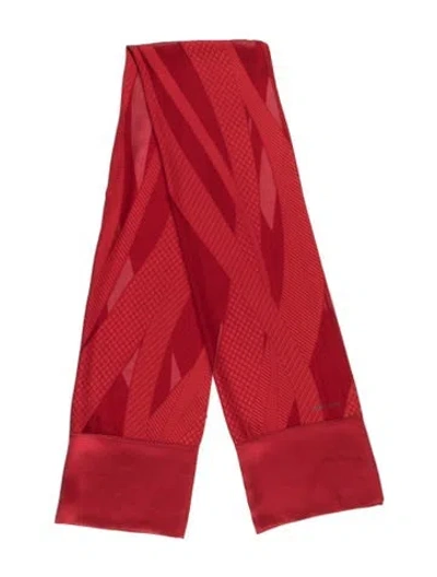 Pre-owned Giorgio Armani Silk Striped Scarf In Red