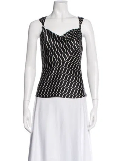 Pre-owned Giorgio Armani Silk Striped Top In Black