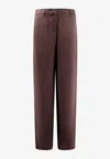 Giorgio Armani Silk Wide Trousers Pleated Front In Brown