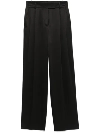 Giorgio Armani Silk Tailored Trousers In 黑色