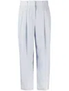 Giorgio Armani Silk Tapered Trousers In Blau