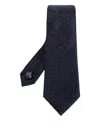 Giorgio Armani Signature Logo Pattern Silk Tie In Blue