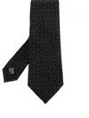 Giorgio Armani Pointed Tip Patterned Silk Tie In Black