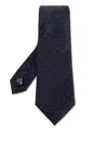 Giorgio Armani Signature Logo Pattern Silk Tie In Blue
