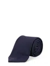 Giorgio Armani Silk Tie With 8cm Width And Monogram Detail In Blue