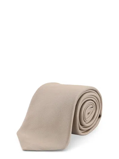 Giorgio Armani Silk Tie In Neutral