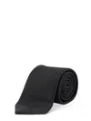 Giorgio Armani Silk Tie With 8cm Width And Diagonal Pattern In Black