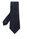 Giorgio Armani Signature Logo Pattern Silk Tie In Blue