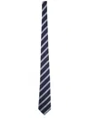 Giorgio Armani Striped Slim Tie Pointed Blade Design In Blue