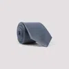 Giorgio Armani Rolled Silk Tie Smooth Texture In Blue