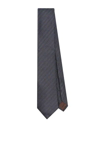 Giorgio Armani Silk Tie In Brown