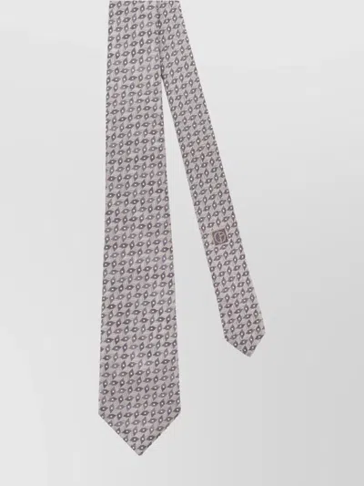Giorgio Armani Silk Tie Micro-pattern Geometric 8cm Width In Gray