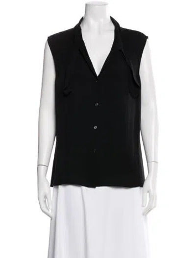 Pre-owned Giorgio Armani Silk Tie Neck Blouse In Black