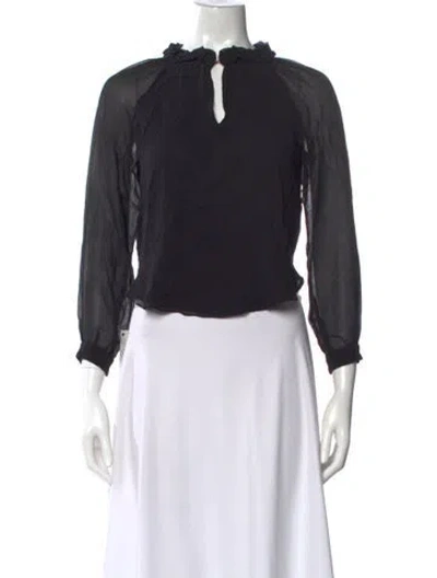 Pre-owned Giorgio Armani Silk Tie Neck Blouse In Black