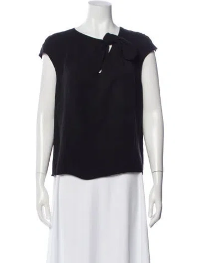 Pre-owned Giorgio Armani Silk Tie Neck Blouse In Black