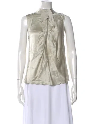 Pre-owned Giorgio Armani Silk Tie Neck Blouse In Neutral
