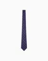 Giorgio Armani Silk Tie With Geometric Jacquard Motif In Blue