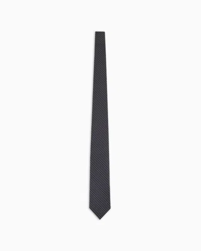 Giorgio Armani Official Store Silk Tie With Geometric Jacquard Motif In Pattern