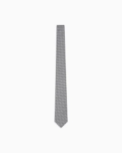 Giorgio Armani Silk Tie With Jacquard Chevron Motif