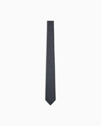 GIORGIO ARMANI SILK TIE WITH JACQUARD CHEVRON MOTIF