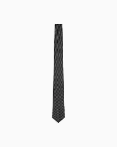 GIORGIO ARMANI SILK TIE WITH JACQUARD MICRO-PATTERN