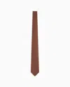 Giorgio Armani Silk Tie With Micro Jacquard Polka Dots In Brown