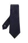 Giorgio Armani Signature Logo Pattern Silk Tie In Black