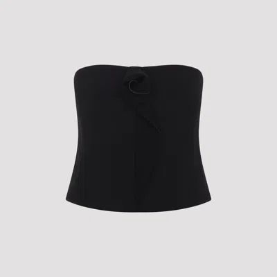 Giorgio Armani Strapless Top Fitted Silhouette Floral Detail In Black