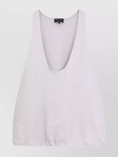Giorgio Armani Silk Top With U-neckline And Elastic Bottom In Gray